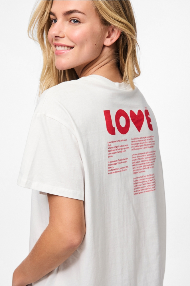 PCJINDLE SS PRINTED T-SHIRT JRS BC 17159292 BRIGHT WHITE/LOVE